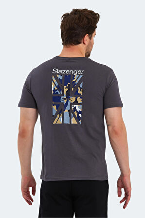 Slazenger PACET Erkek Baskılı Koyu Gri Tişört