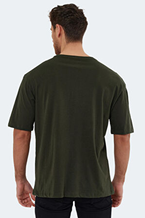 Slazenger KAISER IN Oversize Erkek Oversıze Koyu Yeşil Tişört