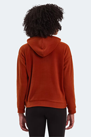 Slazenger SASSA IN Kadın Kapüşonlu Cepli Kiremit Polar