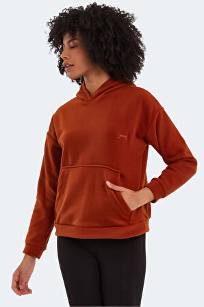 Slazenger SASSA IN Kadın Kapüşonlu Cepli Kiremit Polar