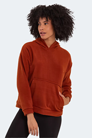 Slazenger SASSA IN Kadın Kapüşonlu Cepli Kiremit Polar