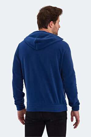 Slazenger SAMSON IN Erkek Fermuarlı Kapüşonlu Cepli Indigo Polar