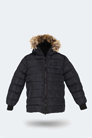 Slazenger CALISTO NEW Çocuk Kapüşonlu Şişme Lacivert Mont & Kaban