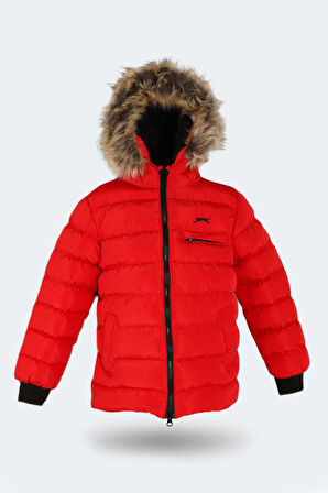 Slazenger CALISTO NEW Çocuk Kapüşonlu Şişme Kırmızı Mont & Kaban