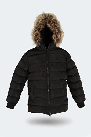 Slazenger CALISTO NEW Çocuk Kapüşonlu Şişme Siyah Mont & Kaban