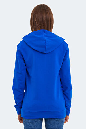 Slazenger KATHY IN Kadın Kapüşonlu Saks Mavi Sweatshirt