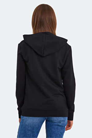 Slazenger KATHY IN Kadın Kapüşonlu Siyah Sweatshirt