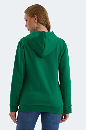 Slazenger KATYA Kadın Fermuarlı Kapüşonlu Cepli Nane Sweatshirt