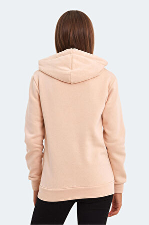 Slazenger KESHIAN IN Kadın Kapüşonlu Cepli Bej Sweatshirt