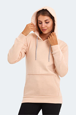 Slazenger KESHIAN IN Kadın Kapüşonlu Cepli Bej Sweatshirt