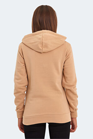 Slazenger KESHIAN IN Kadın Kapüşonlu Cepli Açık Kahve Sweatshirt