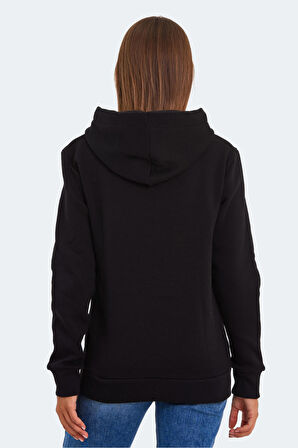 Slazenger KESHIAN IN Kadın Kapüşonlu Cepli Siyah Sweatshirt