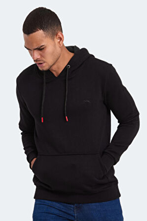 Slazenger KEANS IN Erkek Kapüşonlu Cepli Siyah Sweatshirt