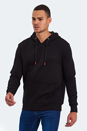 Slazenger KEANS IN Erkek Kapüşonlu Cepli Siyah Sweatshirt
