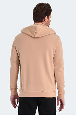 Slazenger KEANS IN Erkek Kapüşonlu Cepli Açık Kahve Sweatshirt