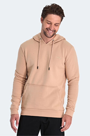 Slazenger KEANS IN Erkek Kapüşonlu Cepli Açık Kahve Sweatshirt