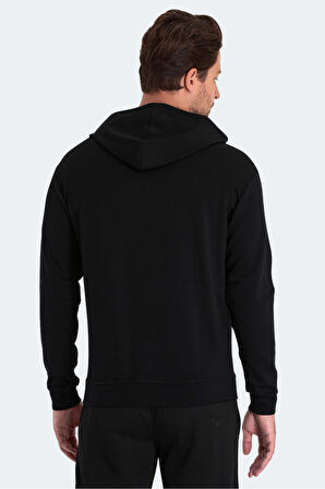 Slazenger KULA I Erkek Kapüşonlu Cepli Siyah Sweatshirt