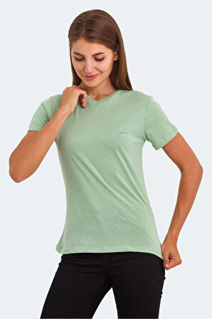 Slazenger KRISTEN I Kadın V Yaka Açık Yeşil Tişört