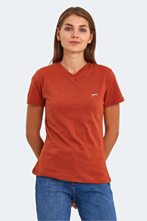 Slazenger KRISTEN I Kadın V Yaka Kiremit Tişört