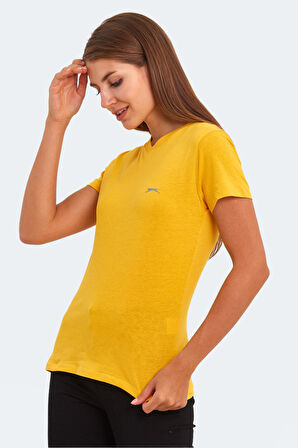 Slazenger KRISTEN I Kadın V Yaka Hardal Tişört