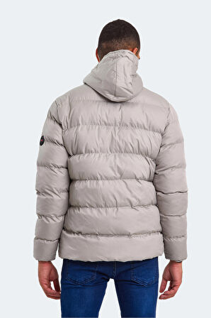 Slazenger HAIFA IN Erkek Kapüşonlu Şişme Taş Gri Mont & Kaban