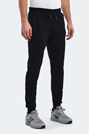 Slazenger OGNEN I Erkek Fermuar Cepli Siyah Eşofman Altı