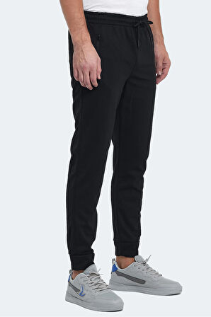 Slazenger ONON IN Erkek Fermuar Cepli Siyah Eşofman Altı