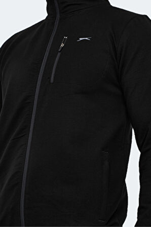 Slazenger ORAN I Erkek Fermuarlı Dik Yaka Cepli Siyah Eşofman Takımı