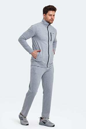 Slazenger ORAN I Erkek Fermuarlı Dik Yaka Cepli Gri Eşofman Takımı