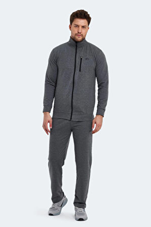 Slazenger ORAN I Erkek Fermuarlı Dik Yaka Cepli Koyu Gri Eşofman Takımı