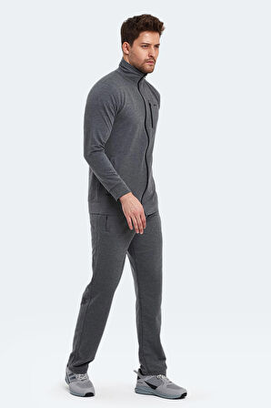 Slazenger ORAN I Erkek Fermuarlı Dik Yaka Cepli Koyu Gri Eşofman Takımı