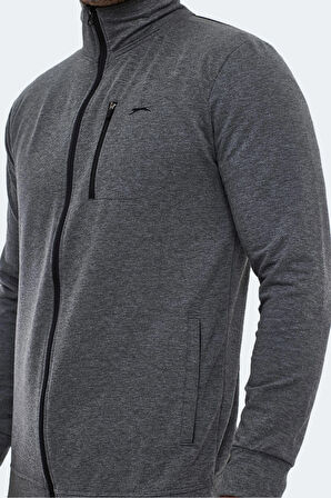 Slazenger ORAN I Erkek Fermuarlı Dik Yaka Cepli Koyu Gri Eşofman Takımı