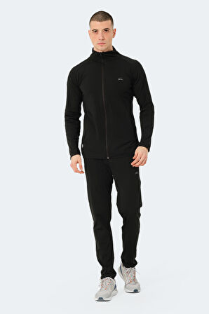 Slazenger ORRA IN Erkek Fermuarlı Dik Yaka Cepli Siyah Eşofman Takımı