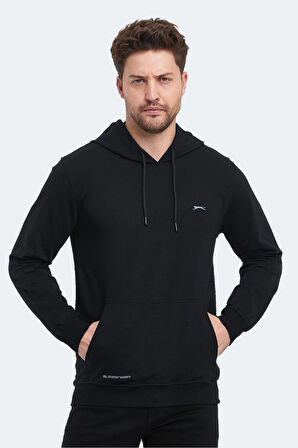 Slazenger OBRA IN Erkek Kapüşonlu Cepli Siyah Sweatshirt
