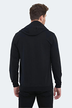Slazenger OBRA IN Erkek Kapüşonlu Cepli Siyah Sweatshirt