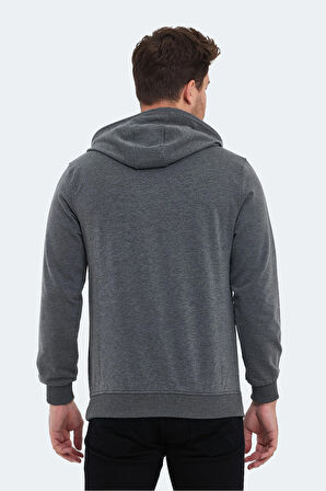 Slazenger OBRA IN Erkek Kapüşonlu Cepli Koyu Gri Sweatshirt