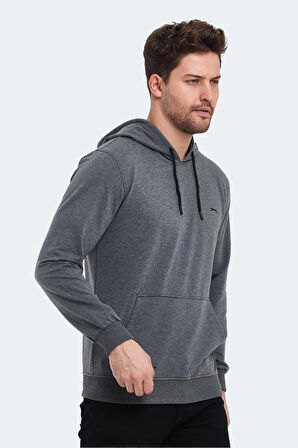 Slazenger OBRA IN Erkek Kapüşonlu Cepli Koyu Gri Sweatshirt