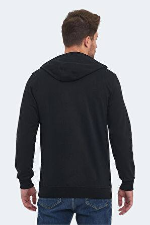 Slazenger OSLO IN Erkek Kapüşonlu Cepli Siyah Sweatshirt
