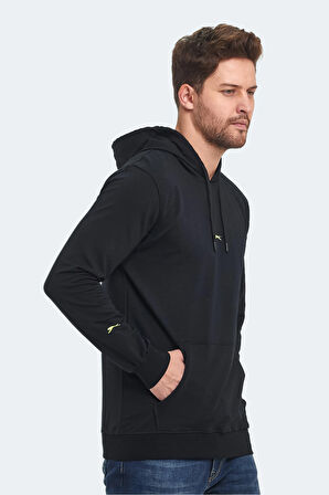 Slazenger OSLO IN Erkek Kapüşonlu Cepli Siyah Sweatshirt