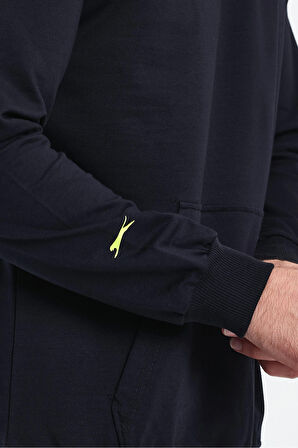 Slazenger OSLO IN Erkek Kapüşonlu Cepli Lacivert Sweatshirt