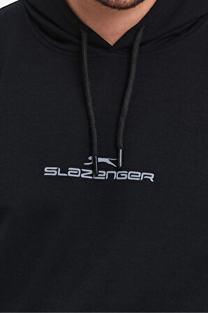 Slazenger ONCA Erkek Kanguru Cepli Kapüşonlu Siyah Sweatshirt
