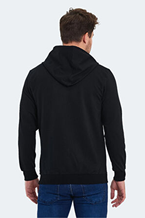 Slazenger ONCA Erkek Kanguru Cepli Kapüşonlu Siyah Sweatshirt