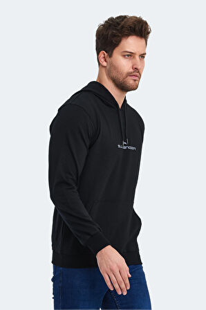 Slazenger ONCA Erkek Kanguru Cepli Kapüşonlu Siyah Sweatshirt