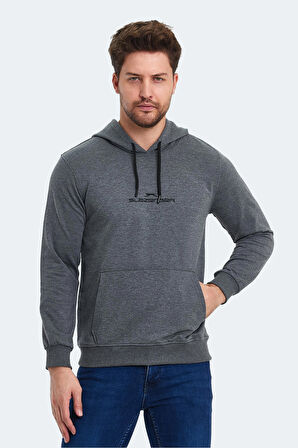 Slazenger ONCA Erkek Kanguru Cepli Kapüşonlu Koyu Gri Sweatshirt