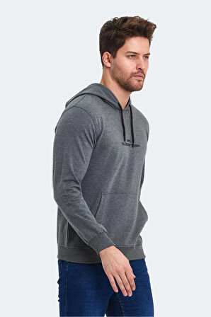 Slazenger ONCA Erkek Kanguru Cepli Kapüşonlu Koyu Gri Sweatshirt