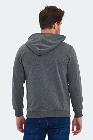 Slazenger ONCA Erkek Kanguru Cepli Kapüşonlu Koyu Gri Sweatshirt