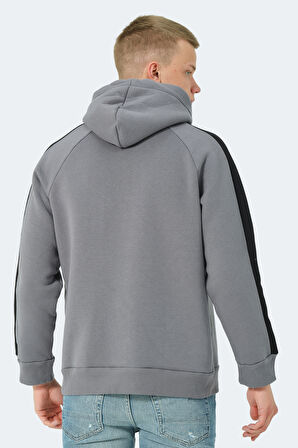Slazenger KLEMENT IN Erkek Kapüşonlu Fermuarlı Koyu Gri Sweatshirt