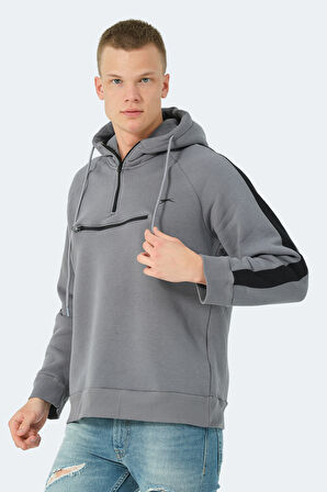 Slazenger KLEMENT IN Erkek Kapüşonlu Fermuarlı Koyu Gri Sweatshirt