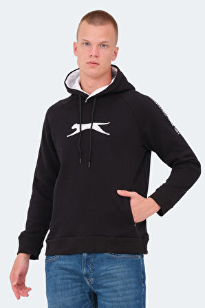 Slazenger KNIFE I Erkek Kapüşonlu Cepli Siyah Sweatshirt