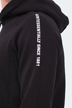 Slazenger KNIFE I Erkek Kapüşonlu Cepli Siyah Sweatshirt